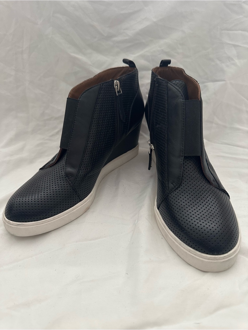 Paolo Black Perforated Wedge Sneaker 8